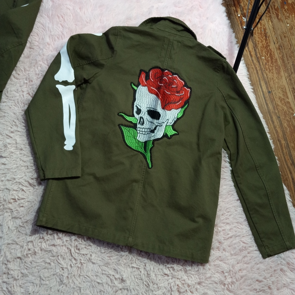 SOLD @MARKET BONE IN Iron fist custom WIPs by Rage Jackets! OOAK punk/goth - Picture 7 of 15